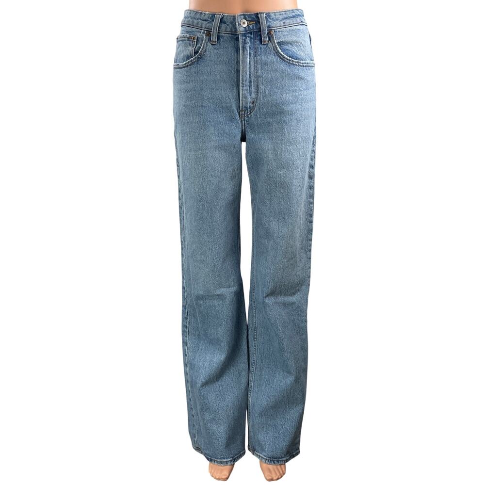 Abercrombie & Fitch The 90s Relaxed High Rise Blue Straight Denim Jeans Size 26